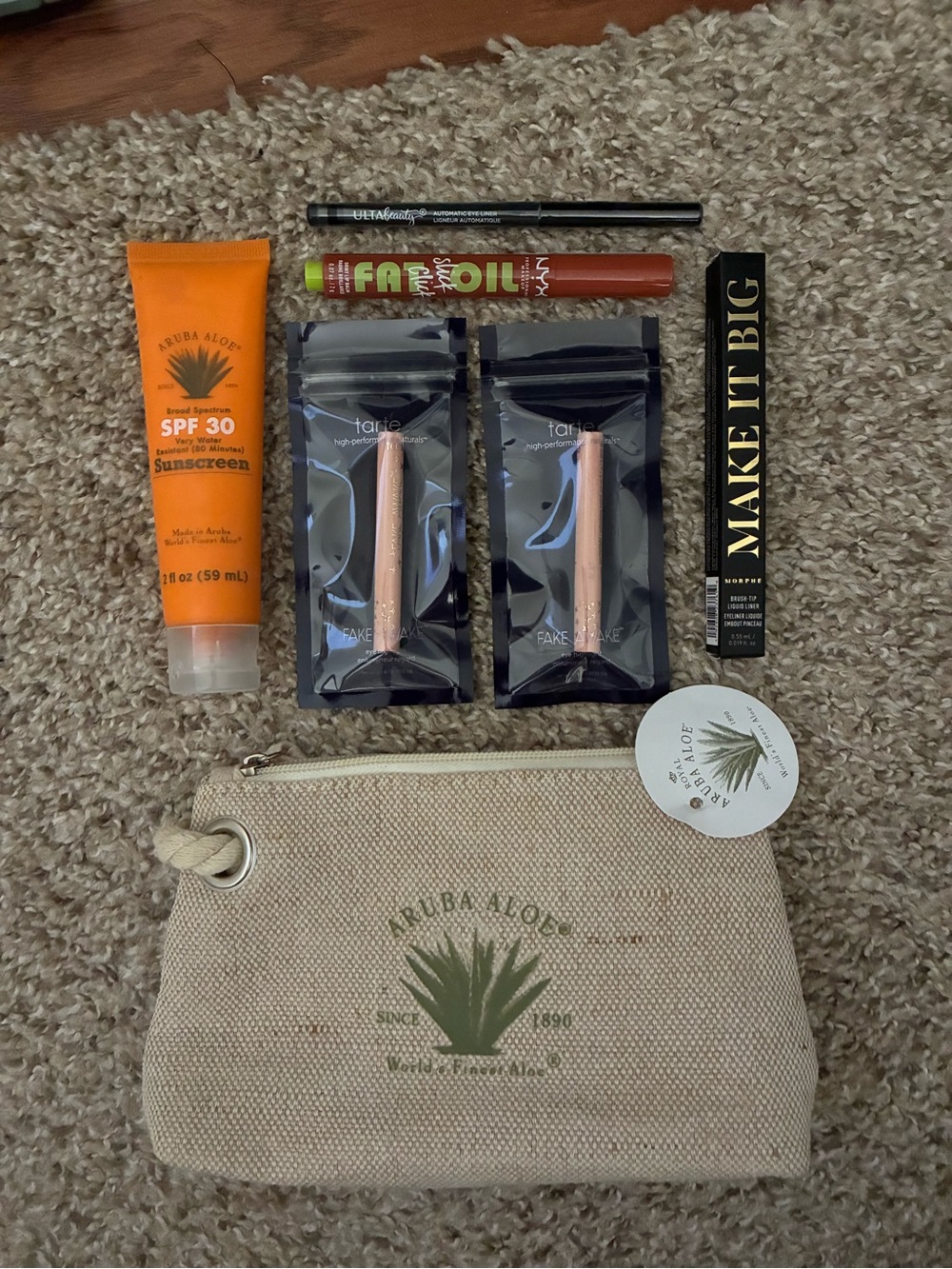 Brand New - Natural Canvas Pouch in Beige - Travel Accessory with Cosmetics